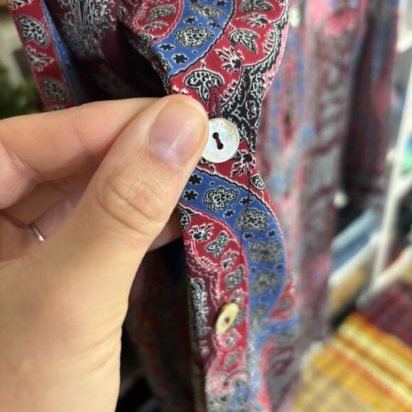 FOXCROFT scarf print shirt dress womens 10 medium  Multicolor Patterned tunic - Picture 8 of 9